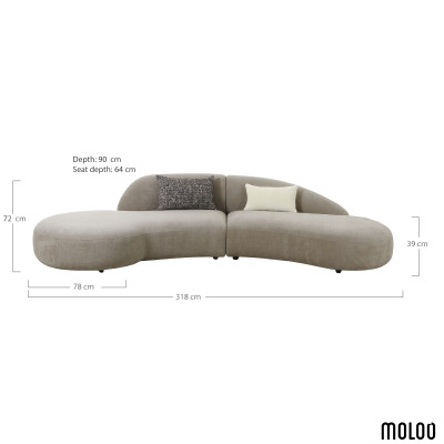 MIAMI-Asymmetrisches Sofa in taupefarbenem Stoff