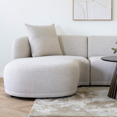 MALIBU-Ecksofa rechts in beigefarbenem Stoff