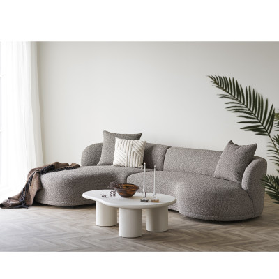 MALIBU-Canapé d'angle gauche en tissu taupe