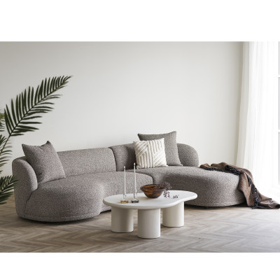 MALIBU-Canapé d'angle droit en tissu taupe