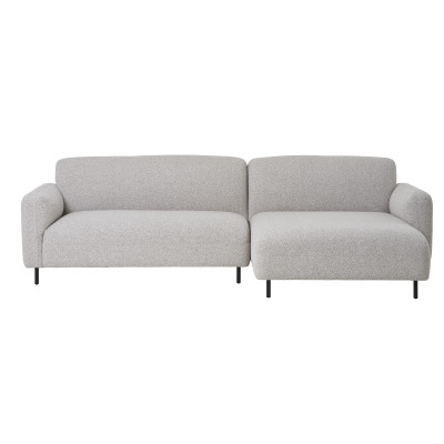 SOHO-Ecksofa rechts in grauem Bouclé-Stoff