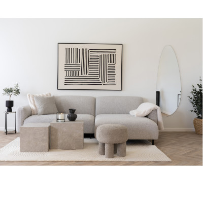 SOHO- Canapé d'angle droit en tissu bouclé gris