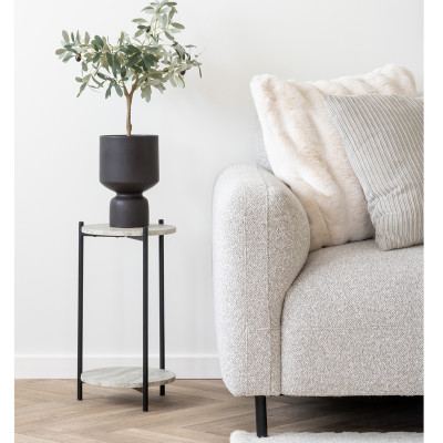 SOHO-Ecksofa rechts in grauem Bouclé-Stoff