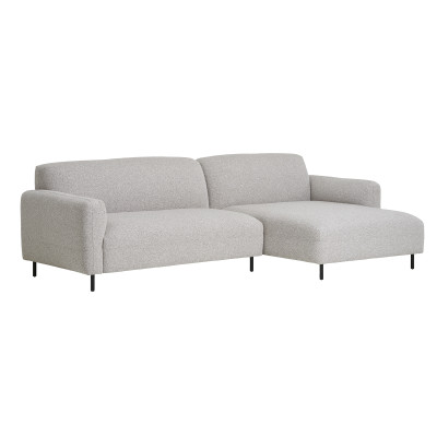 SOHO-Ecksofa rechts in grauem Bouclé-Stoff