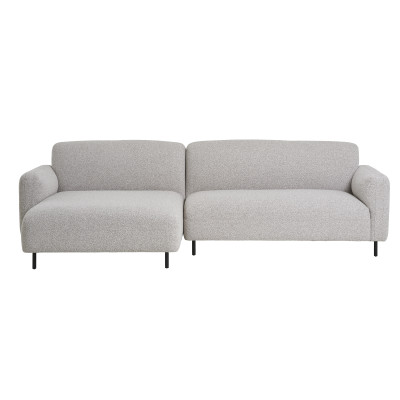 SOHO-Ecksofa links in grauem Bouclé-Stoff