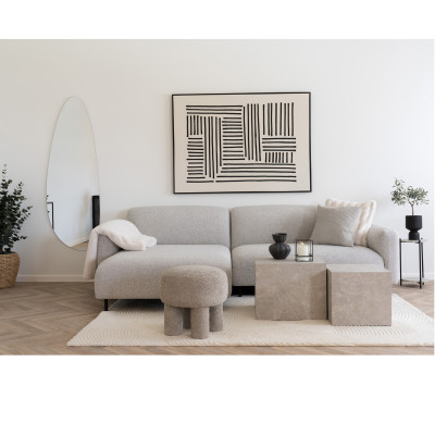 SOHO-Ecksofa links in grauem Bouclé-Stoff