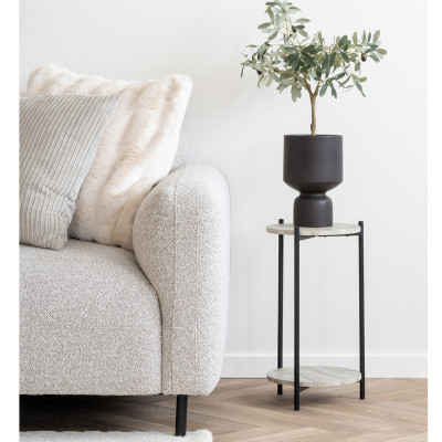 SOHO-Divano angolare sinistro in tessuto bouclé grigio