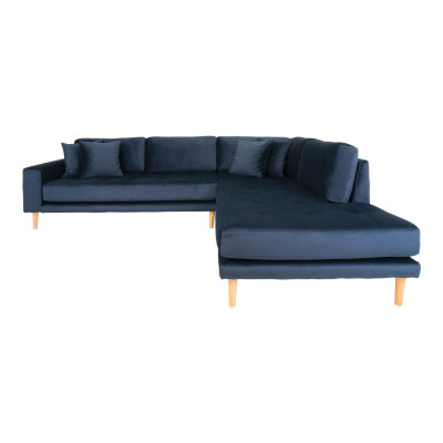 FRED-Divano chaise longue angolare rivolto a destra velluto blu scuro