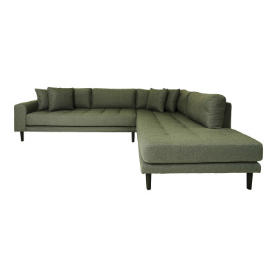 FRED-Sofá chaise longue esquinero derecha en tela verde oliva