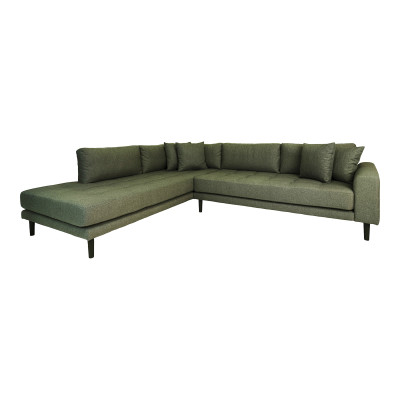FRED-Ecksofa mit Chaiselongue links in olivgrünem Stoff