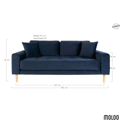 FRED-25-Sitzer-Sofa in dunkelblauem Samt