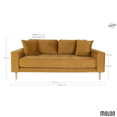 FRED-25-Sitzer-Sofa in senfgelbem Samt