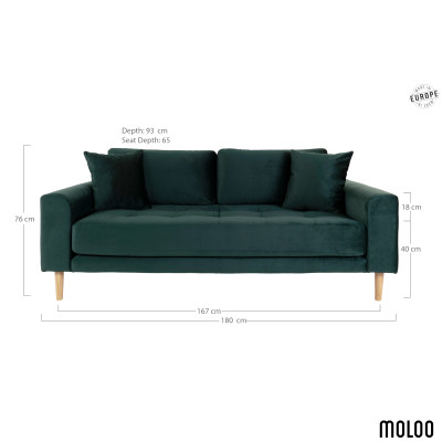 FRED-25-Sitzer-Sofa in tannengrünem Samt