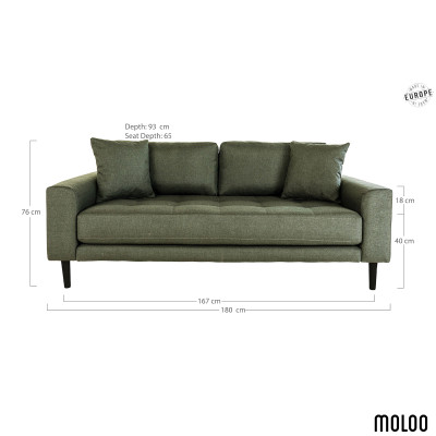 FRED-25-Sitzer-Sofa in olivgrünem Stoff