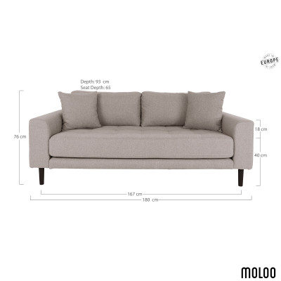 FRED- Canapé 2,5 places en tissu taupe