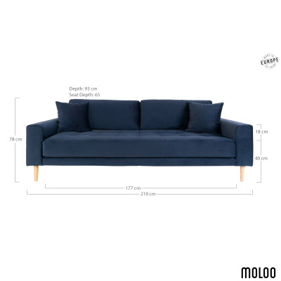 FRED- Canapé 3 places en velours Dark blue