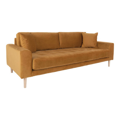 FRED-3-Sitzer-Sofa in senfgelbem Samt