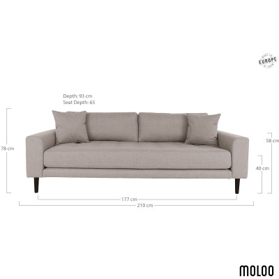 FRED-3-Sitzer-Sofa in taupefarbenem Stoff