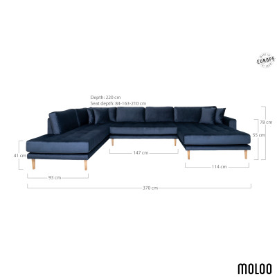 FRED- Canapé d’angle panoramique gauche en velours dark blue