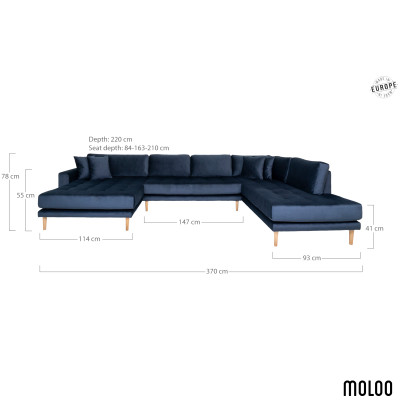 FRED- Canapé d’angle panoramique droite en velours dark blue