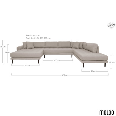 FRED-Panorama-Ecksofa nach rechts,in taupefarbenem Stoff