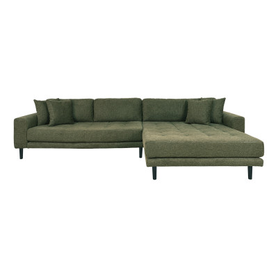 FRED-Divano angolare destro con chaise longue in tessuto verde oliva