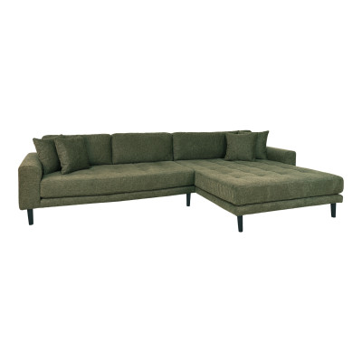 FRED-Divano angolare destro con chaise longue in tessuto verde oliva