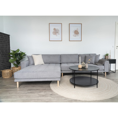 FRED-Linksseitiges Ecksofa mit Chaiselongue in grauem Stoff