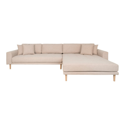 FRED-Ecksofa mit Chaiselongue (rechtsseitig) in sandfarbenem Stoff