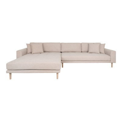 FRED-Ecksofa mit Chaiselongue links in sandfarbenem Stoff
