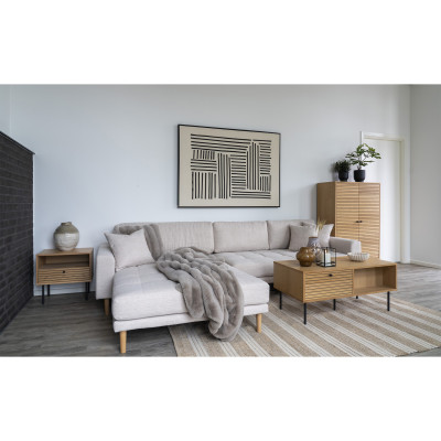 FRED-Ecksofa mit Chaiselongue links in sandfarbenem Stoff