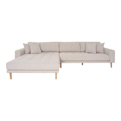 FRED – Linksseitiges Ecksofa mit Chaiselongue in beigefarbenem Stoff