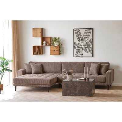 FRED-Ecksofa mit linksseitiger Chaiselongue in taupefarbenem Cord