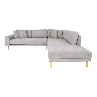 FRED-Ecksofa mit Chaiselongue (rechtsseitig) in grauem Stoff