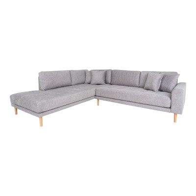 FRED-Ecksofa mit Chaiselongue linksseitig aus grauem Stoff