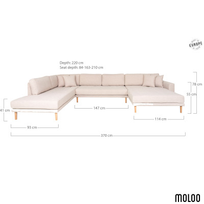 FRED-Panorama-Ecksofa links in sandfarbenem Stoff