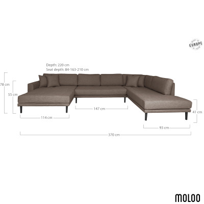 FRED-Panorama-Ecksofa nach rechts, bezogen mit braunem Stoff