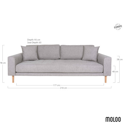 FRED- Canapé 3 places en tissu gris