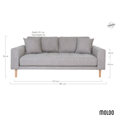 FRED- Canapé 2,5 places en tissu gris