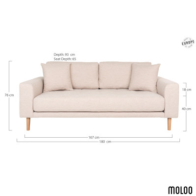 FRED-25-Sitzer-Sofa in sandfarbenem Stoff
