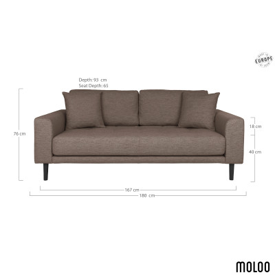 FRED- Canapé 2,5 places en tissu marron