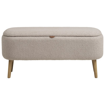 ARIN-Banc avec rangement en tissu bouclé beige 95 cm