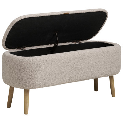 ARIN-Panca con contenitore in tessuto beige ad anello 95 cm