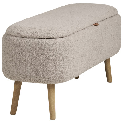 ARIN-Banco con almacenaje en tejido de bucle beige 95 cm