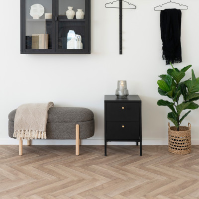 ALIN-Bank mit Stauraum aus braunem Stoff und Holz 97 cm