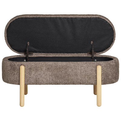 ALIN-Banc avec rangement en tissu marron et bois 97 cm