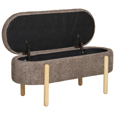 ALIN-Bank mit Stauraum aus braunem Stoff und Holz 97 cm