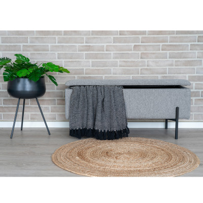 ASHFORD- Banc avec rangement en tissu gris 95 cm