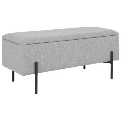 ASHFORD- Banc avec rangement en tissu gris 95 cm