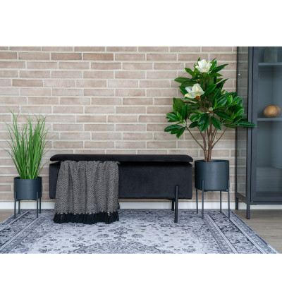 ASHFORD-Banco con almacenaje en terciopelo negro 95 cm